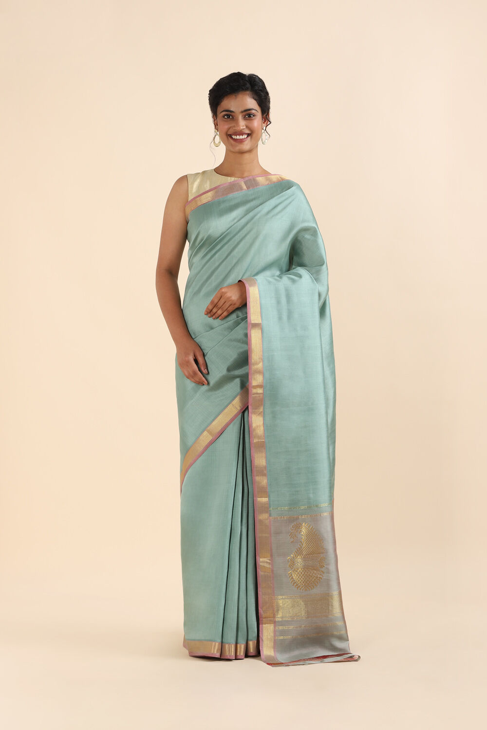 Light Green Pure Silk Kanjivaram Saree image number null
