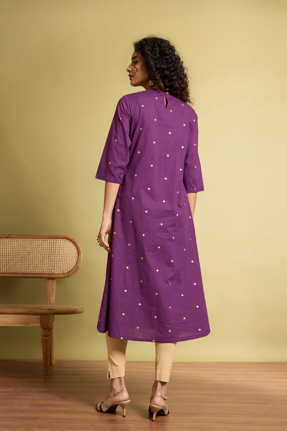 Purple Embroidered Pure Cotton Kurta image number null