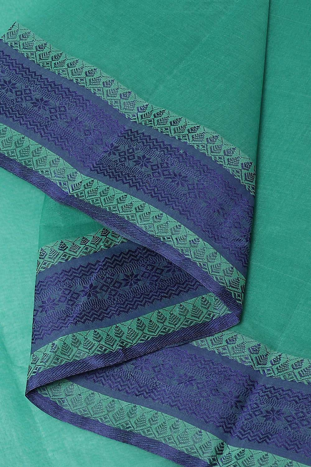Dark Pure Green Cotton Bengal Saree image number null