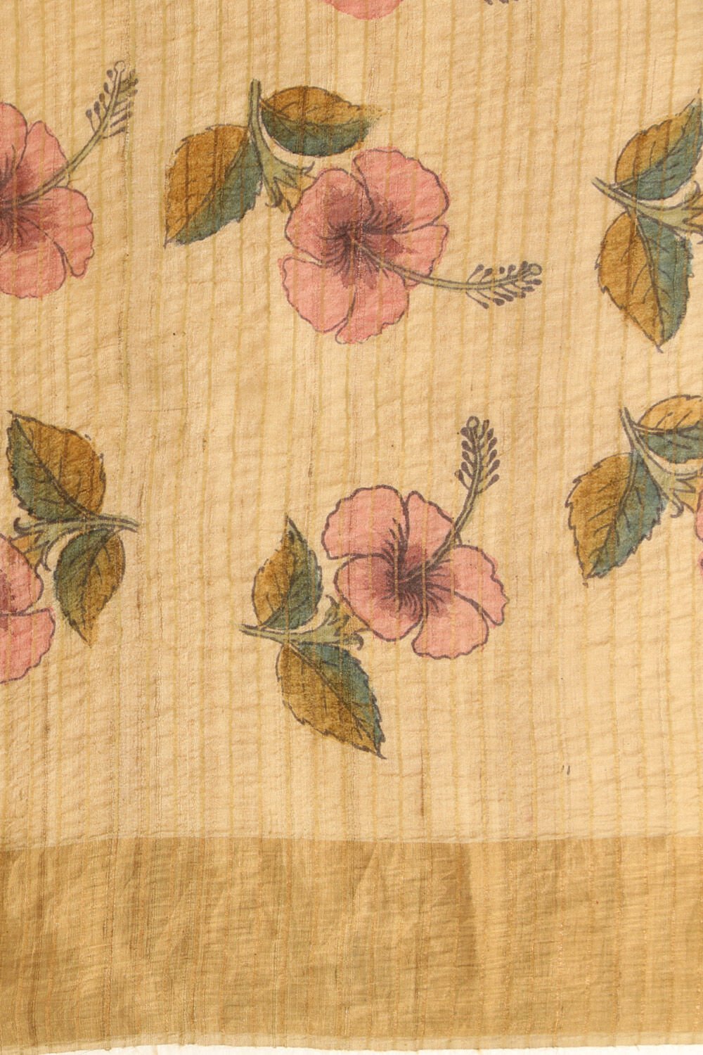 Yellow Srikalahasti Pure Tussar Silk Kalamkari Saree image number null