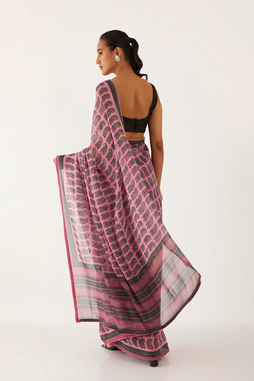 Pink Viscose Georgette Digital Printed  Saree image number null