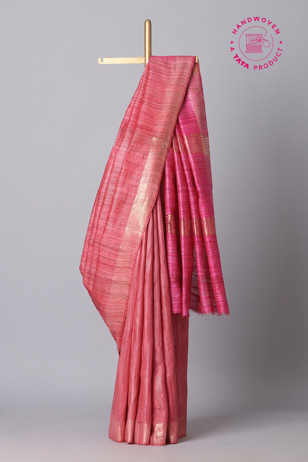 Pink Pure Tussar Tie and Dye image number null