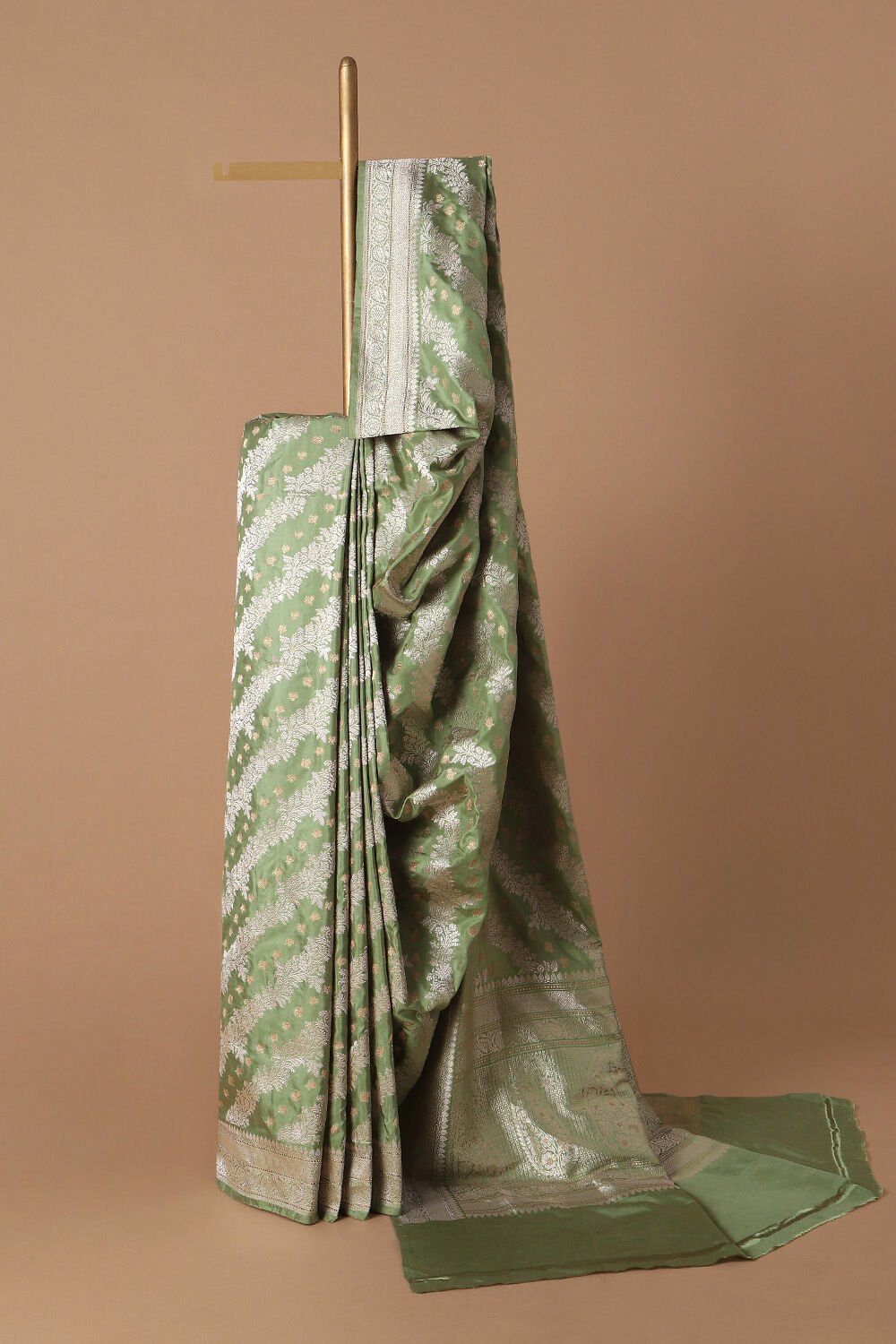 Light Green Pure Silk Banarasi Saree image number null