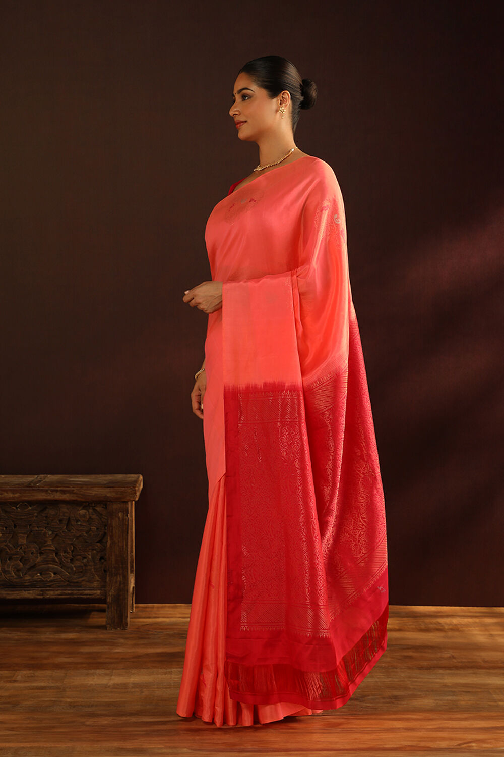 Pink Woven South Silk Tencel Saree image number null