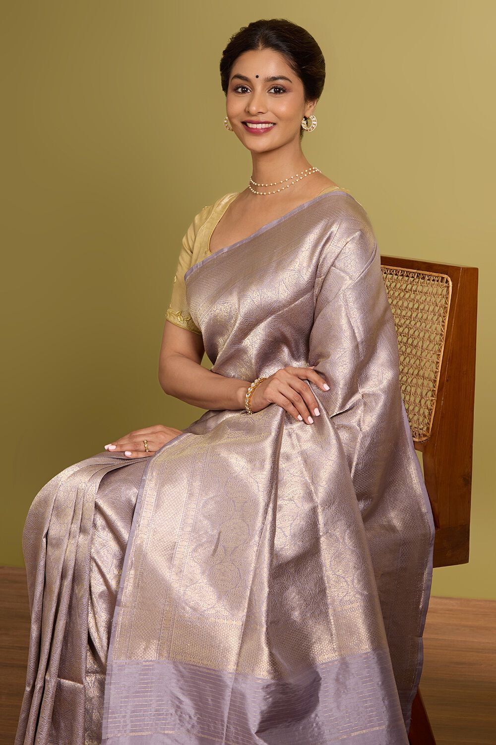 Light Violet Pure Silk Brocade Banarasi Saree image number null