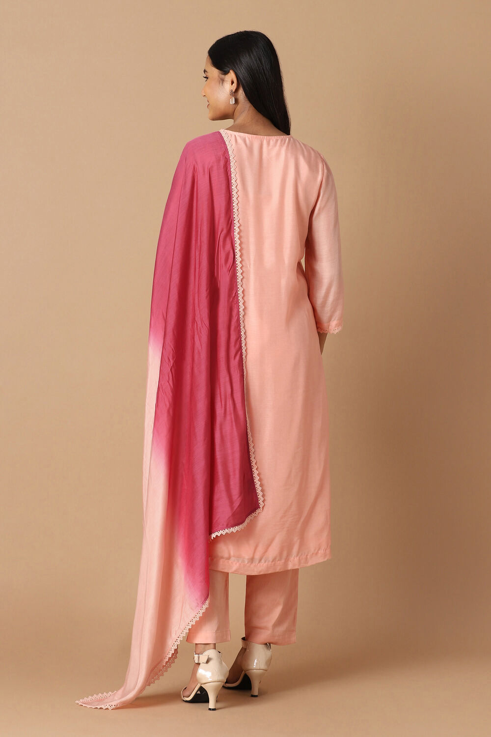 Light Pink Embroidered Kurta Set image number null