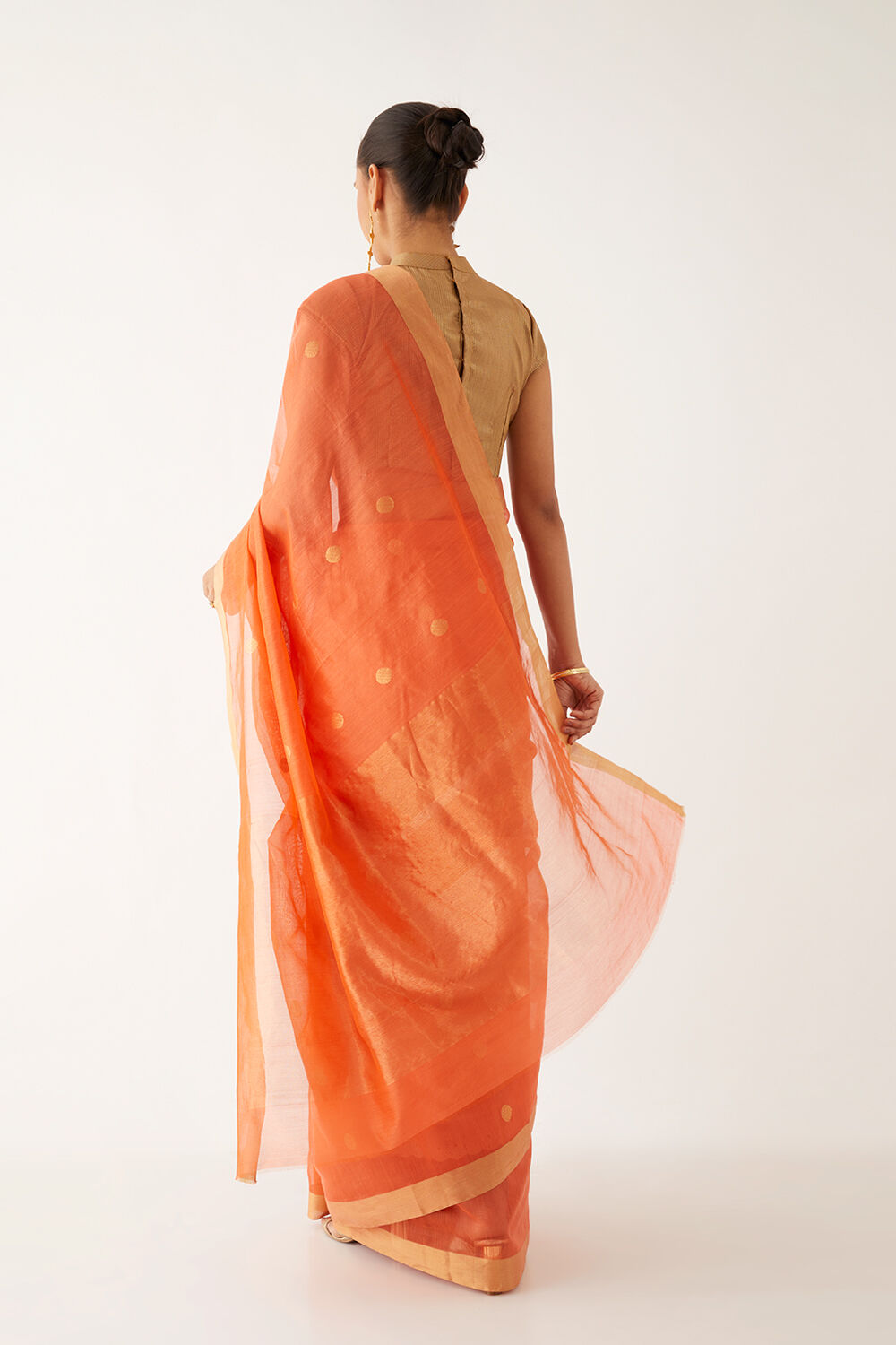 Orange Pure Silk Cotton Chanderi Saree image number null