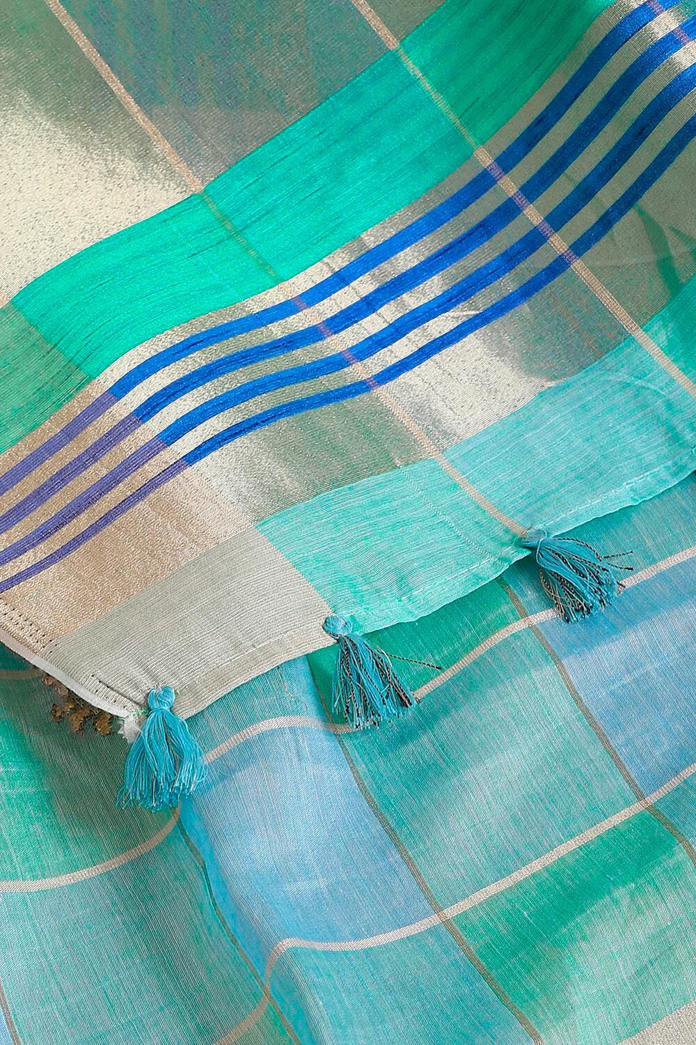 Blue Pure Embroidered Saree image number null