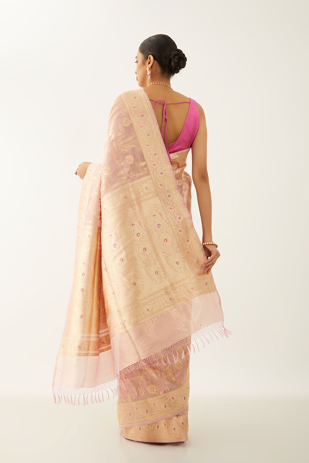 Light Pink Pure Silk Tissue Banarasi Kadwa Saree image number null