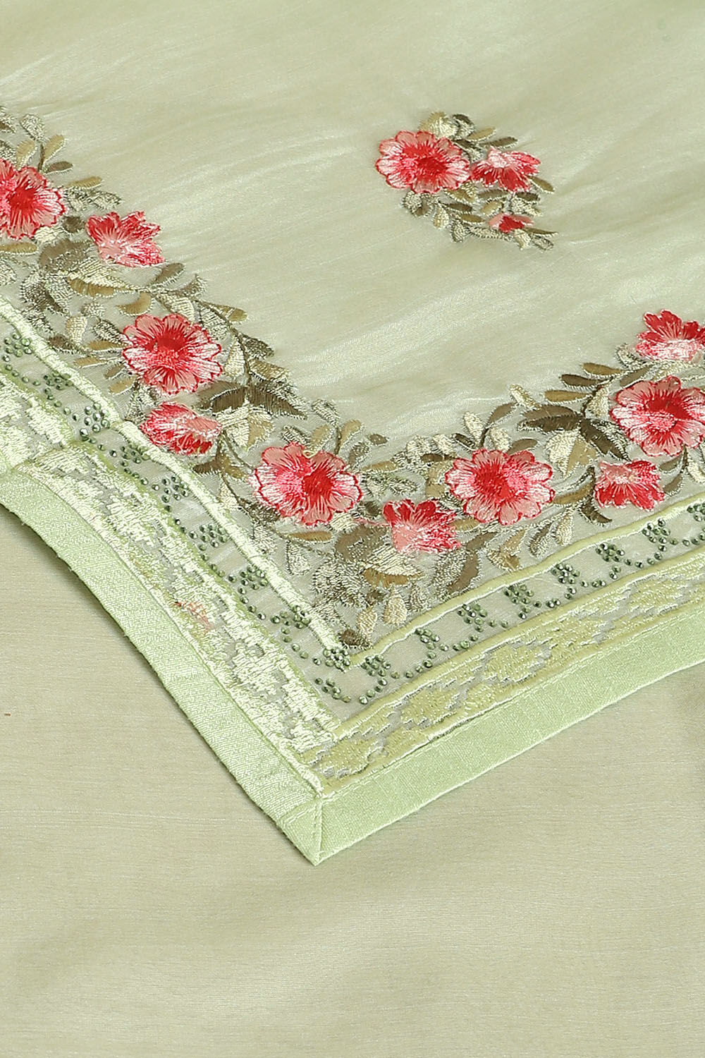 Light Pure Green Embroidered Saree image number null