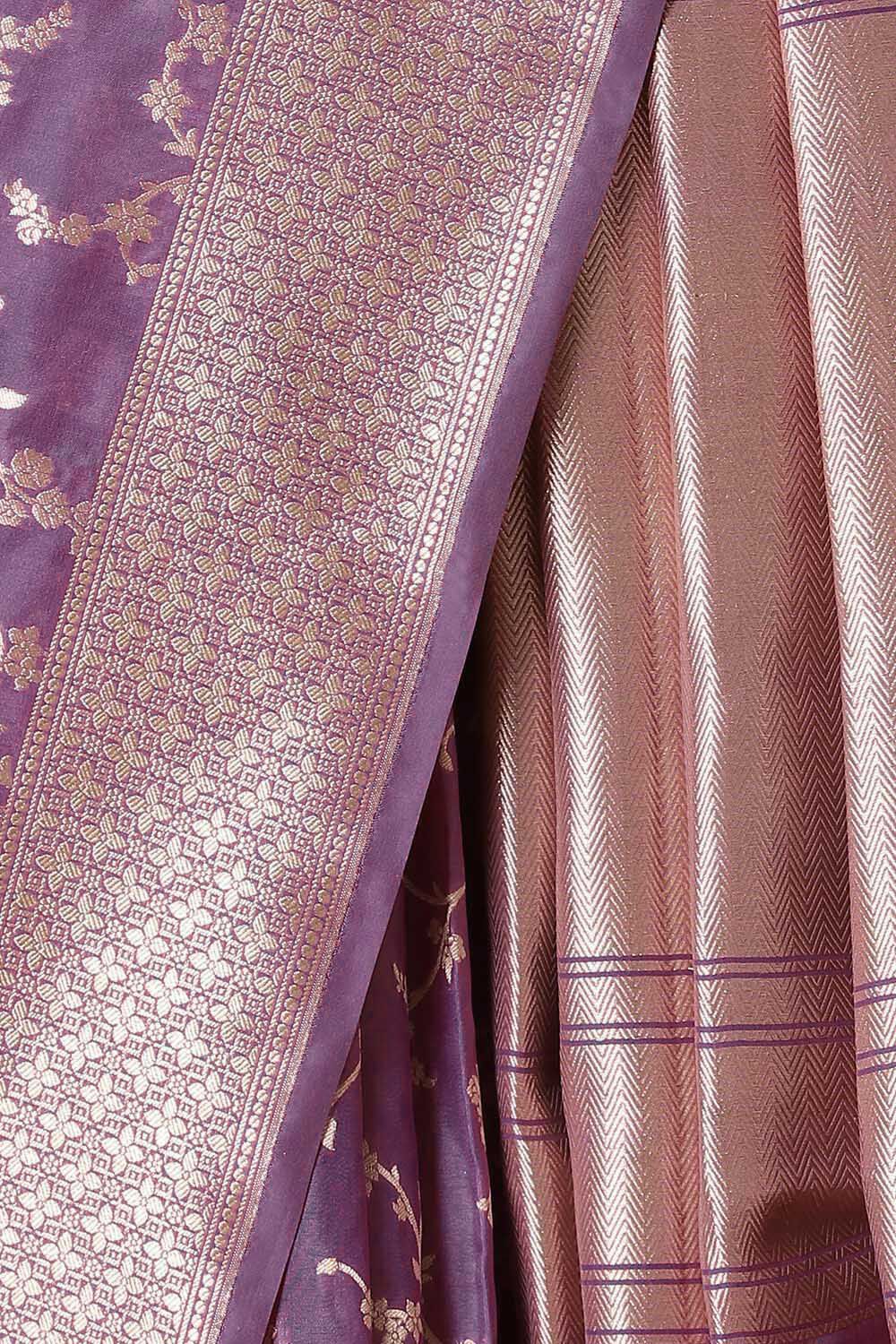 Purple Pure Silk Banarasi Saree image number null