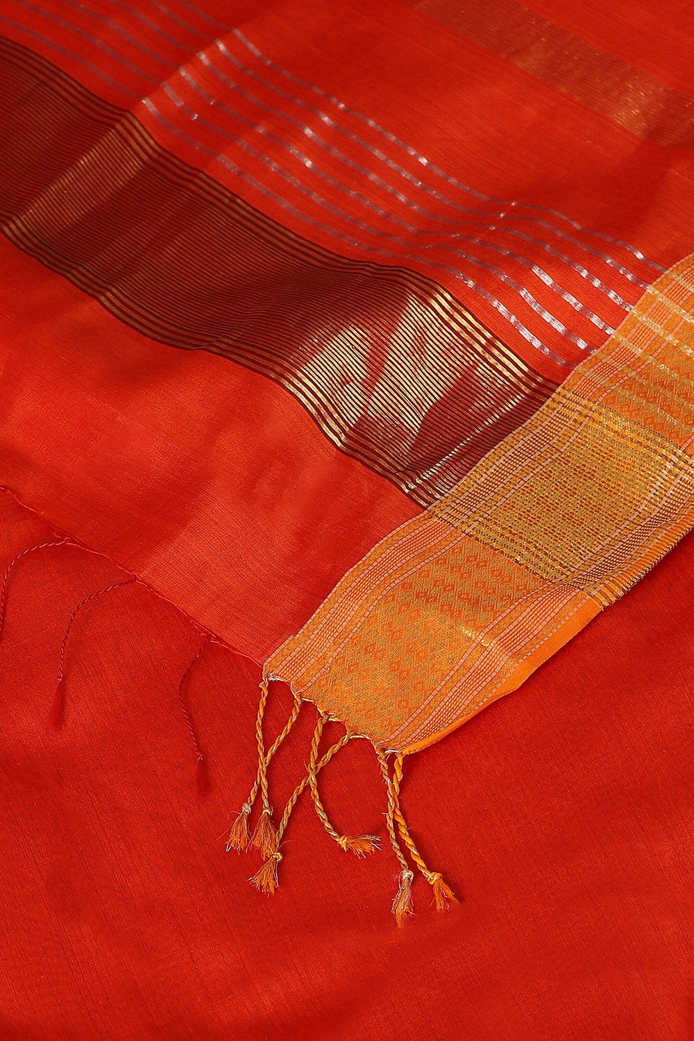 Orange Pure Silk Cotton Maheswari Saree image number null