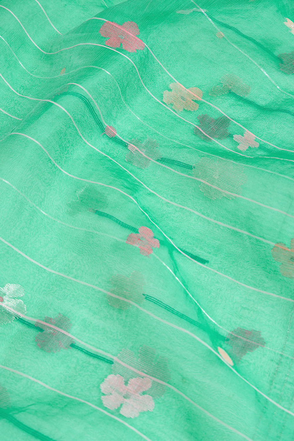 Light Blue Bengal Pure Silk Cotton Jamdani Saree image number null