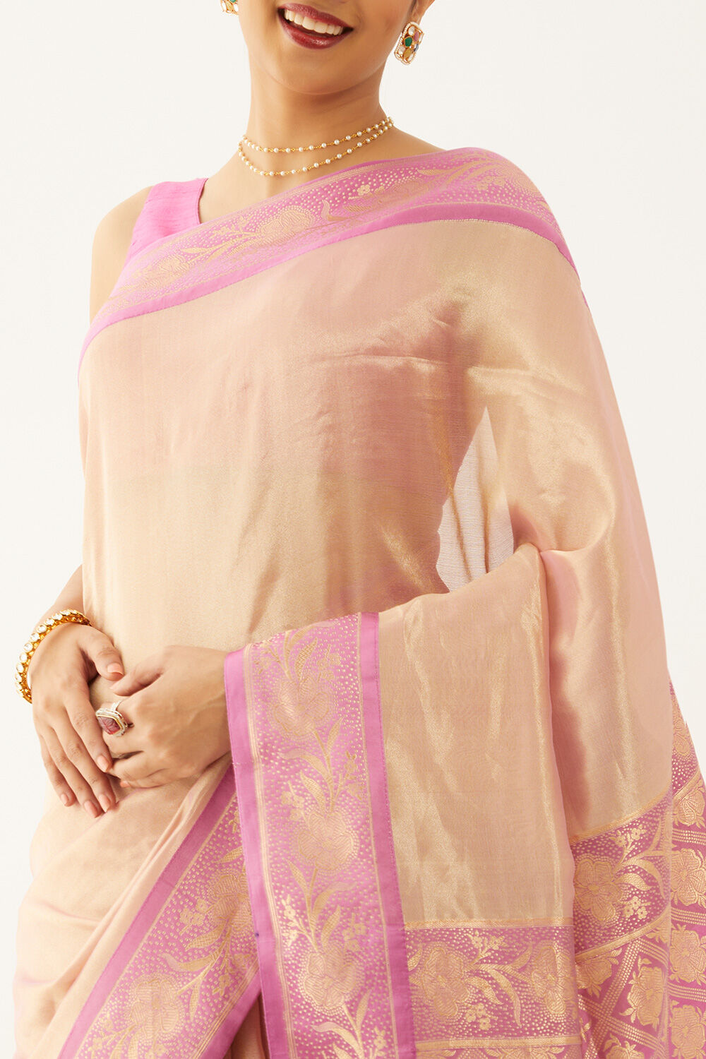 Light Violet Pure Silk Tissue Banarasi Kadwa Saree image number null