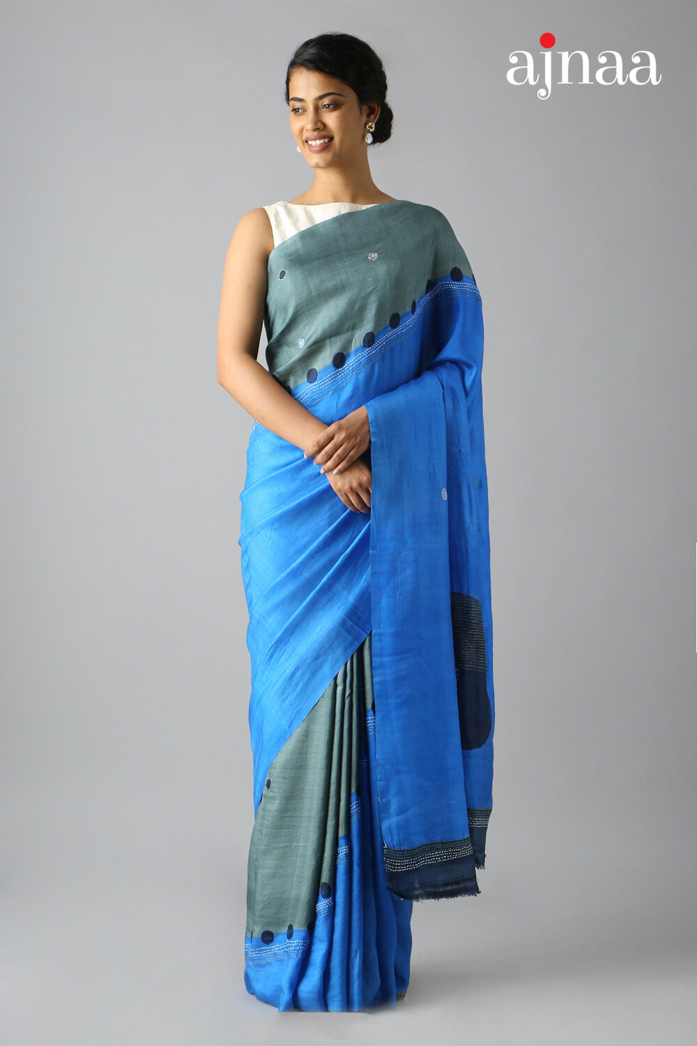 Blue Pure Silk Batik Saree image number null