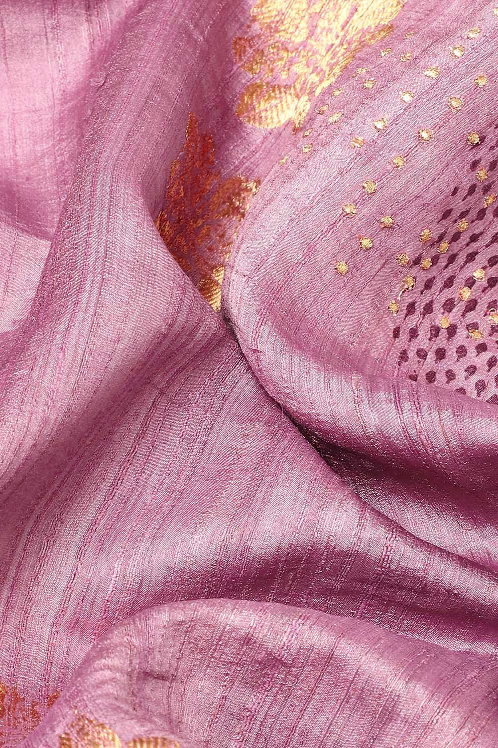 Light Pink Pure Silk Tussar Printed Saree image number null
