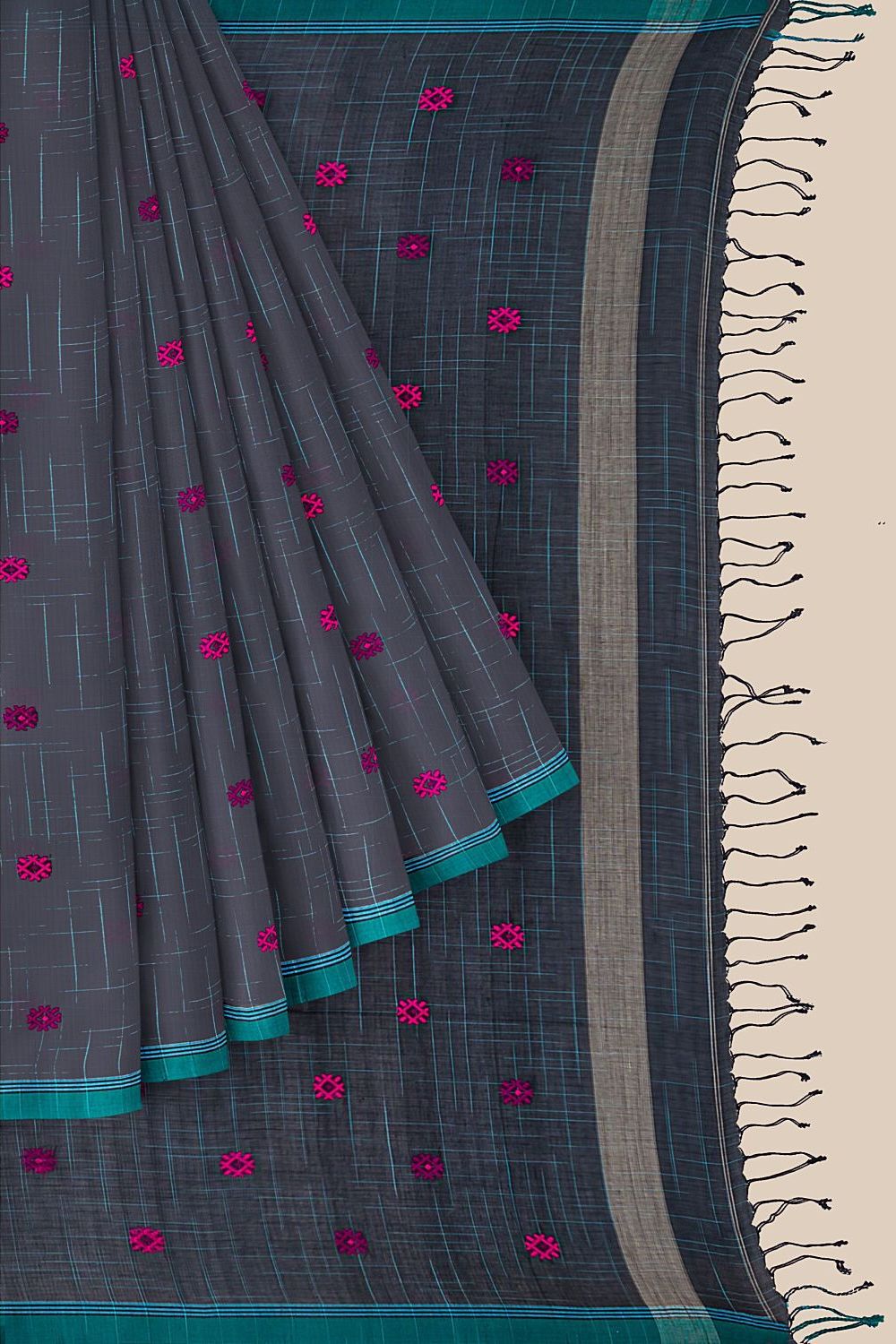 Black Pure Cotton Jamdani Saree image number null