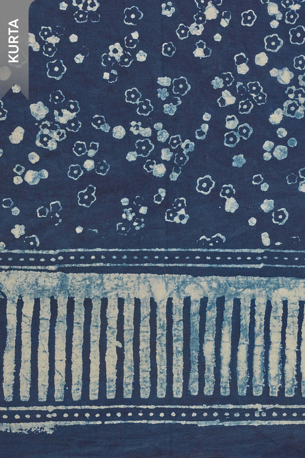 Blue Pure Cotton Dabu Block Printed Unstitched Suit Set image number null