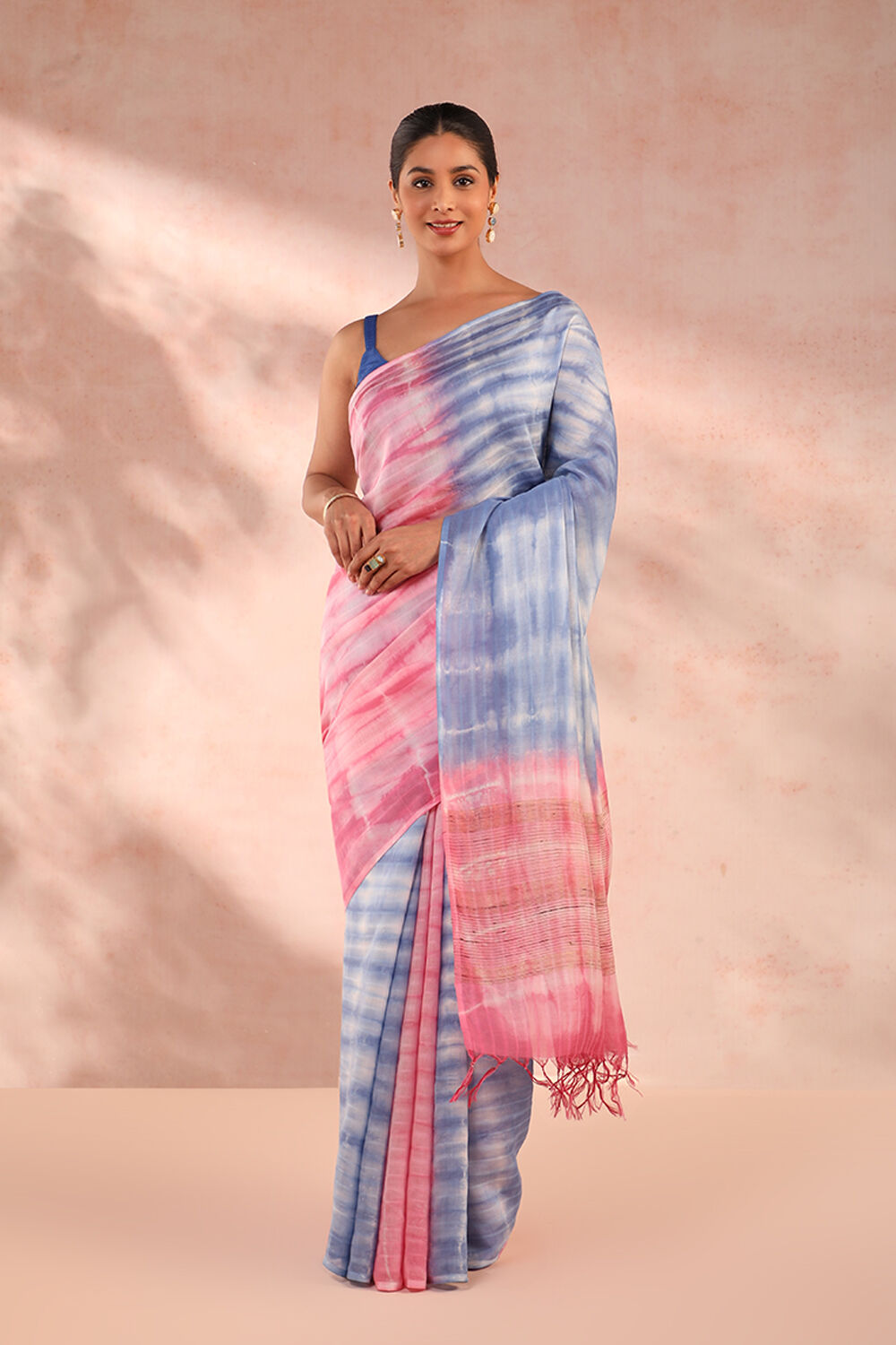 Multicoloured Silk Modal Tie and Dye Saree image number null
