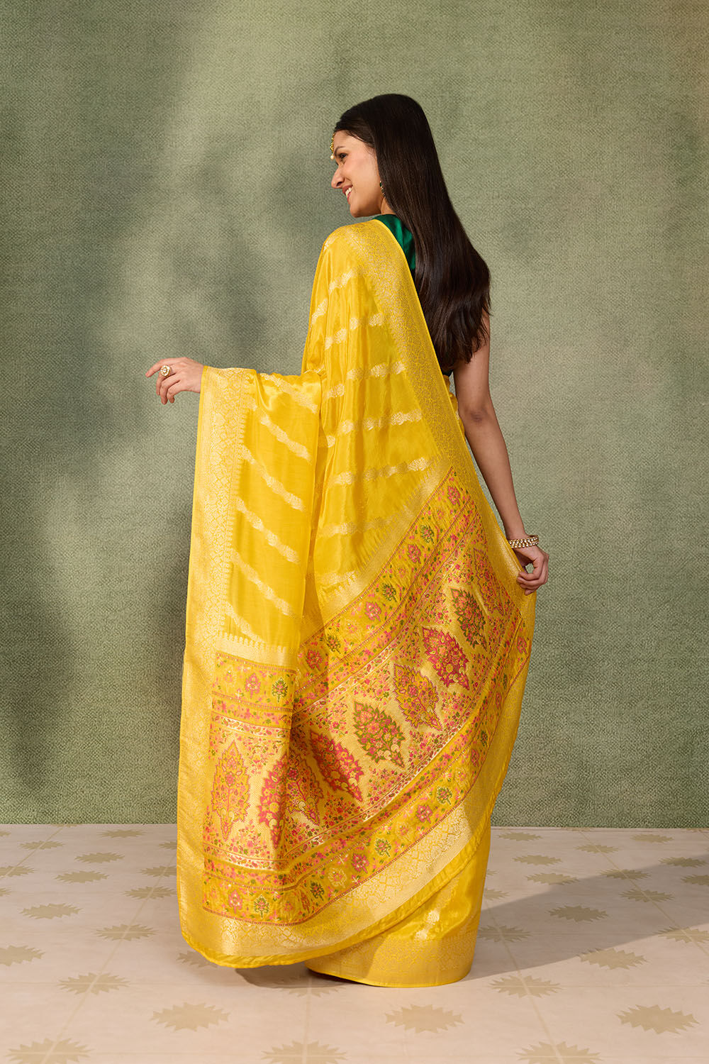 Yellow Woven Pure Viscose Saree image number null