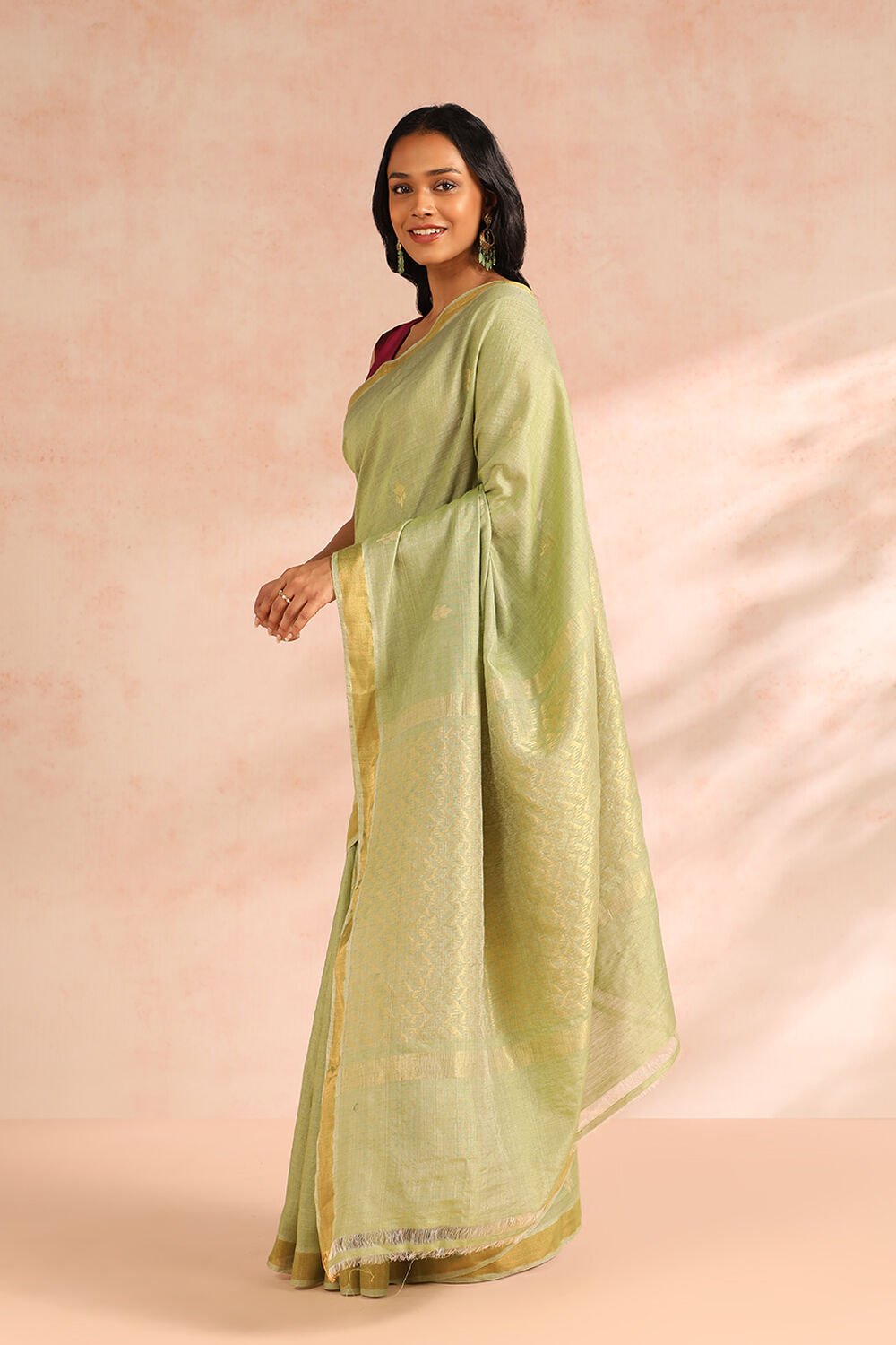 Light Green Woven Chattisgarh Pure Tussar Silk Saree image number null