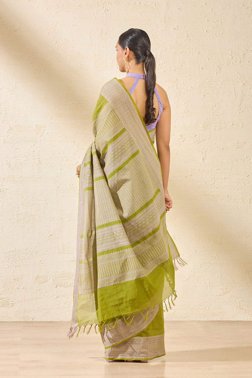 Light Green Woven South Pure Cotton Saree image number null