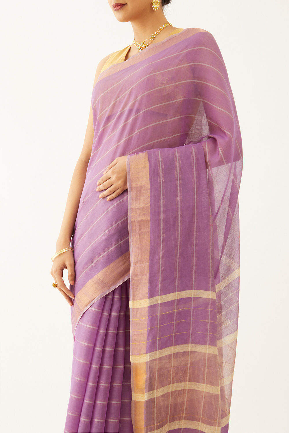 Light Violet Silk Viscose Woven Bhagalpuri Saree image number null