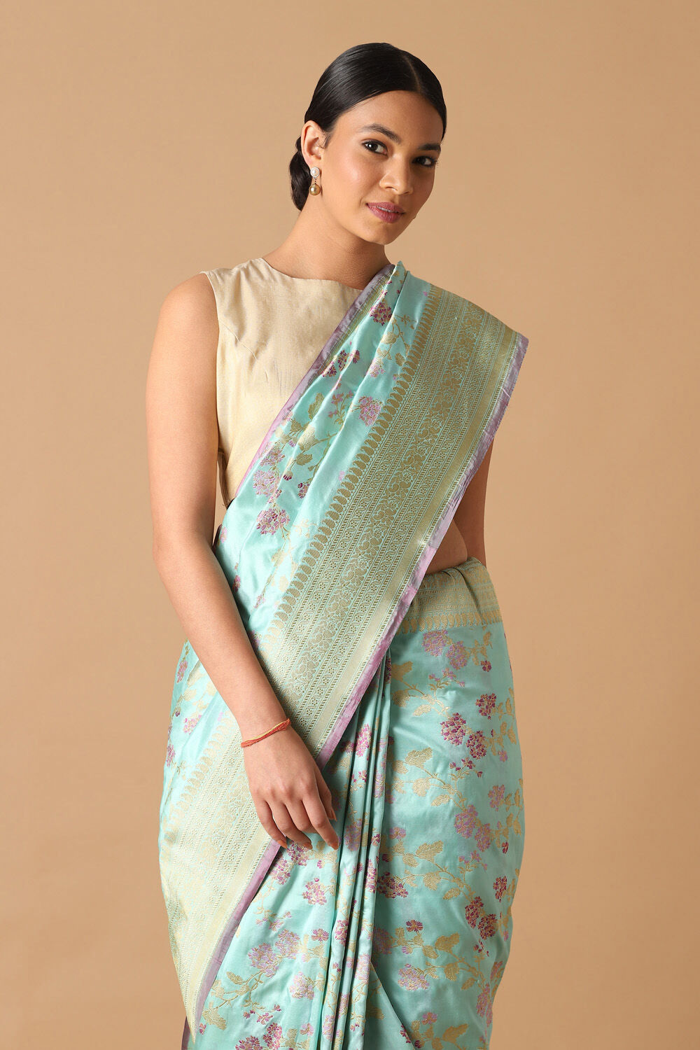 Light Blue Pure Silk Banarasi Saree image number null