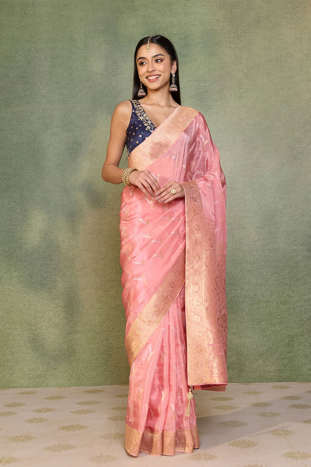 Light Pink Woven Pure Viscose Saree image number null