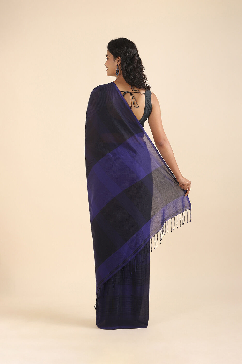 Blue Pure Cotton Bengal Saree image number null