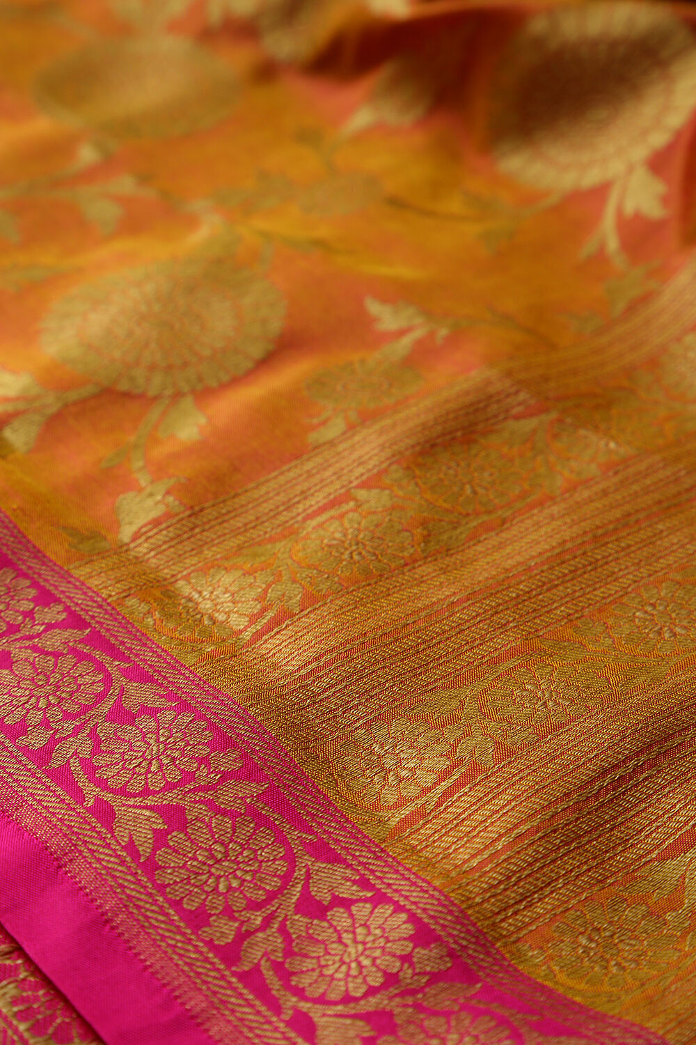 Orange Pure Silk Banaras Dupatta image number null