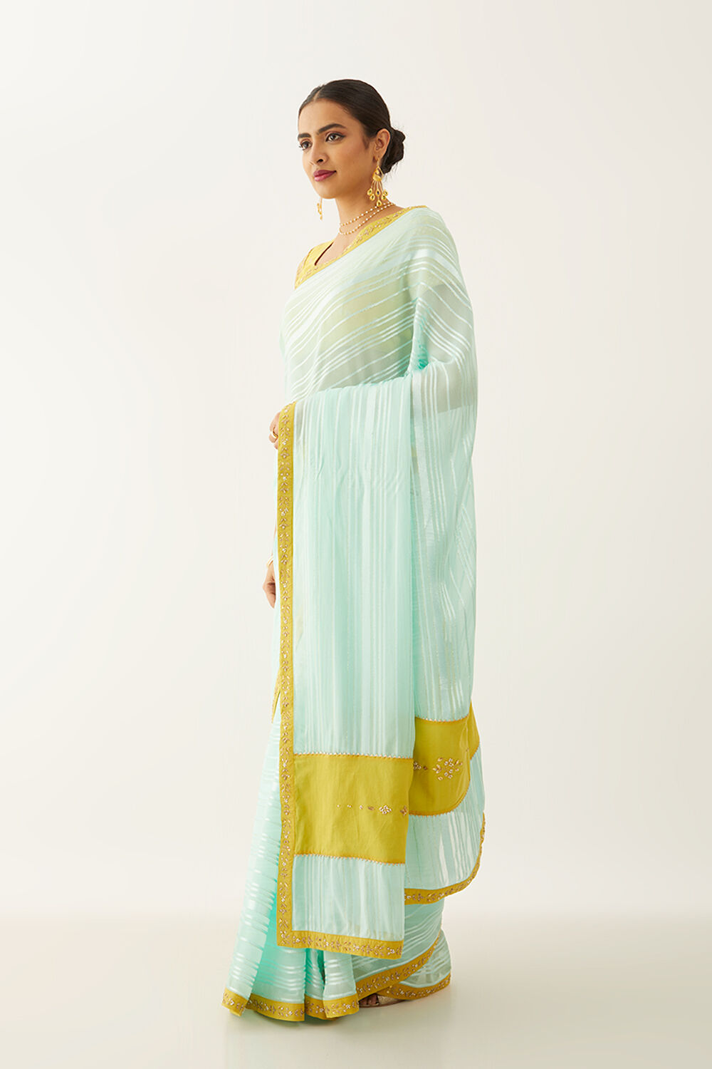 Light Blue Viscose Georgette Gota Patti Saree image number null