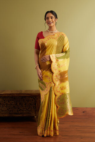 Yellow Woven Viscose Luxe Saree thumbnail image number null