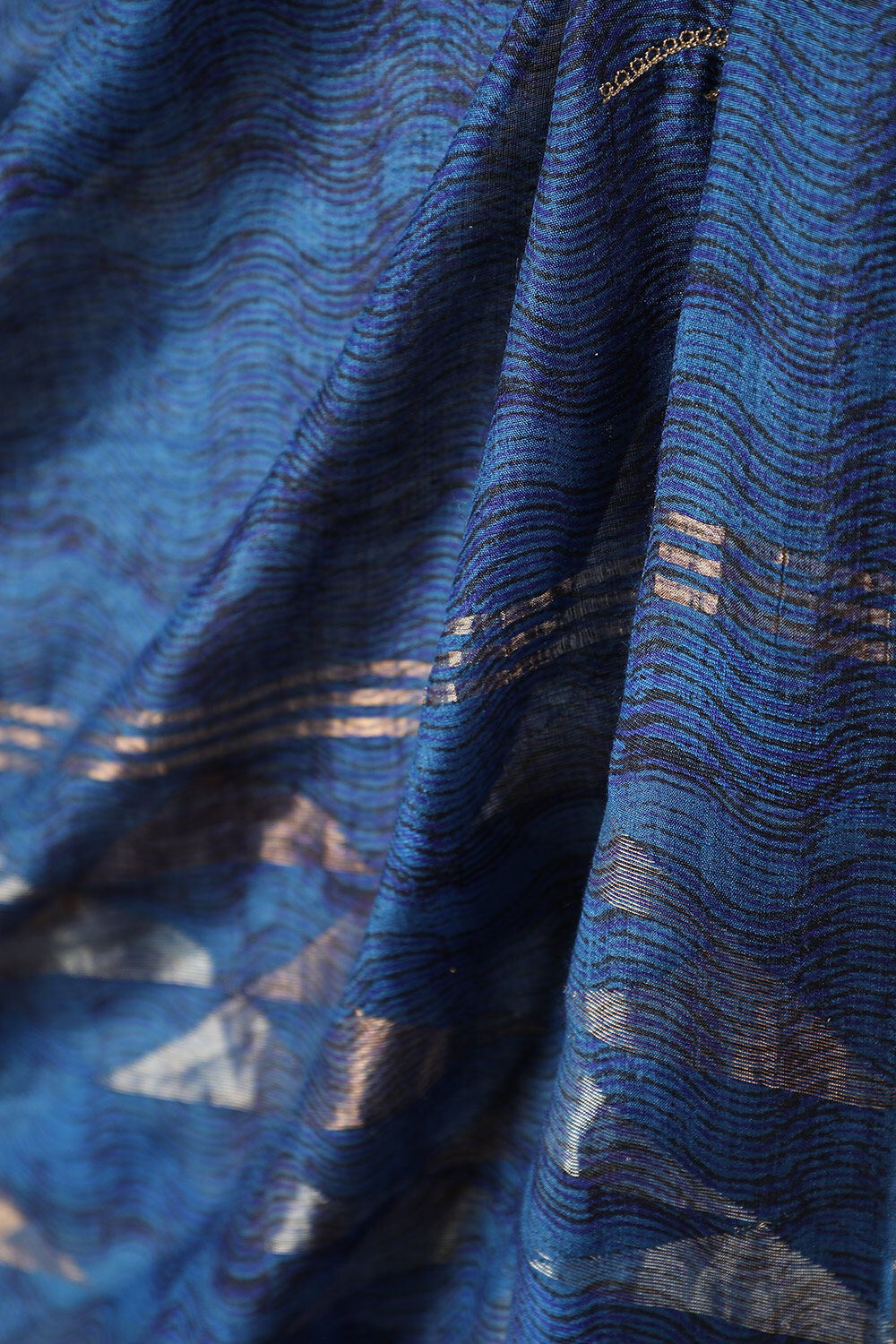 Blue Pure Tussar Silk Hand Painted Saree image number null