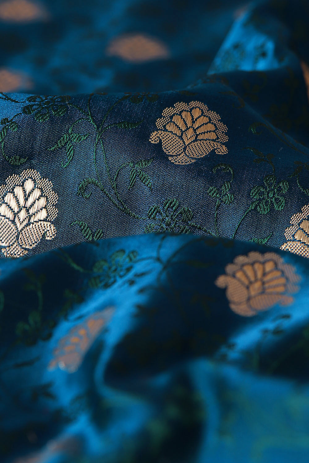 Dark Blue Pure Silk Banarasi Tanchoi Saree image number null
