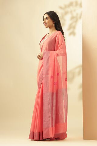 Peach Woven Pure Silk Cotton Chanderi Saree thumbnail image number null