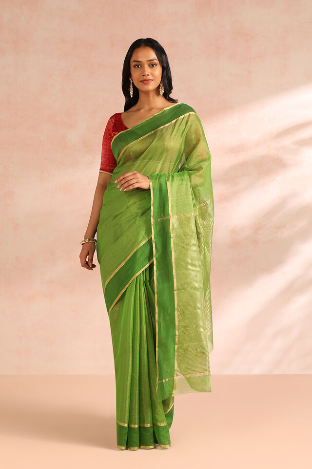 Green Woven Pure Silk Cotton Chanderi Saree