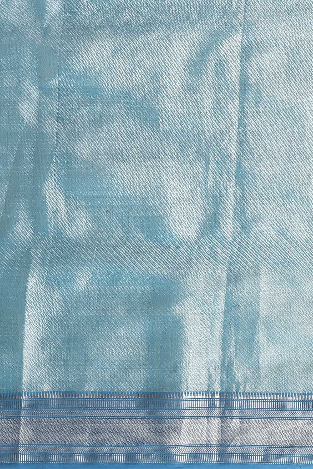 Light Blue Pure Silk Cotton Maheshwari Brocade Saree image number null