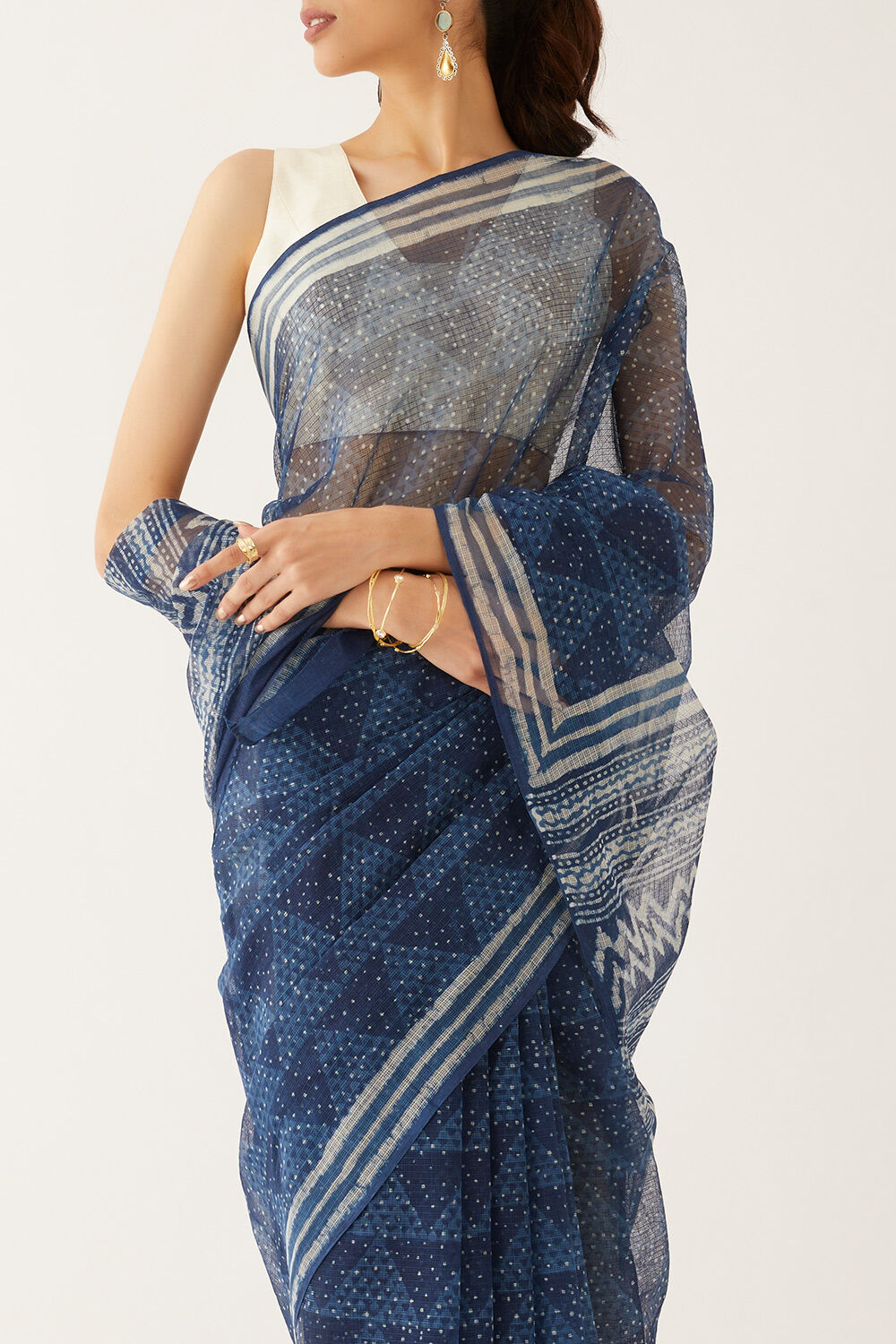 Blue Pure Kota Bagru Printed Saree image number null