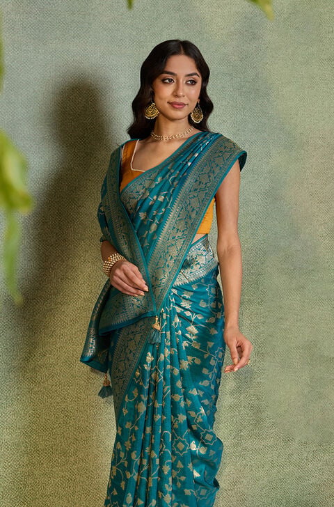 Blue Woven Pure Viscose Saree