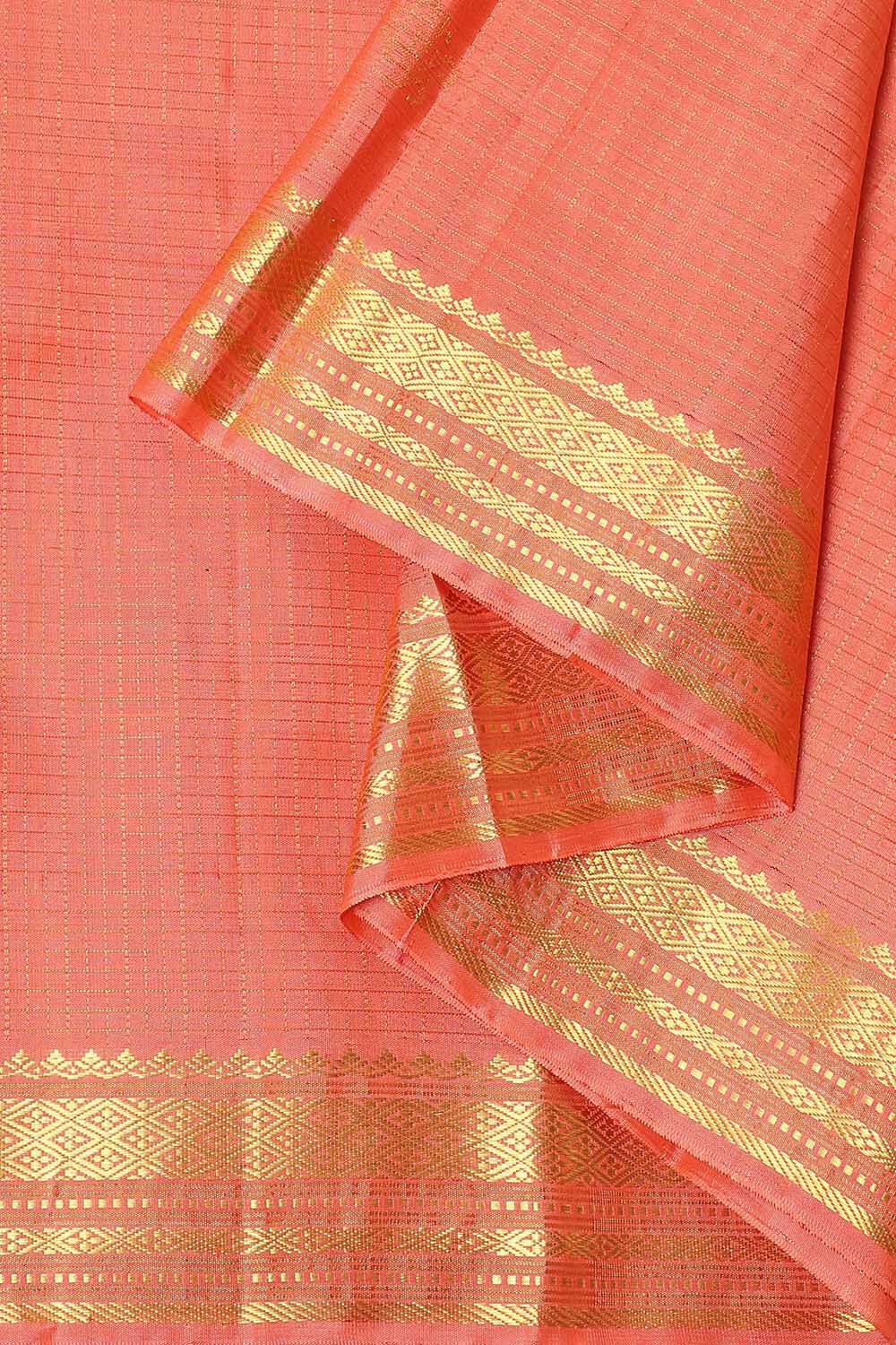 Light Orange Pure Silk Kanjivaram Saree image number null