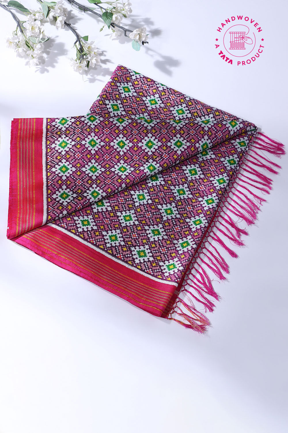 Pink Pure Silk Patan Patola Chanda Bhat Saree image number null