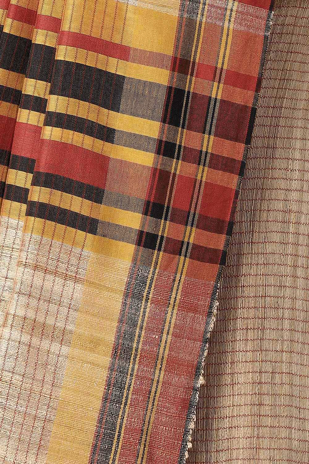 Brown Pure Tussar Silk Bhagalpuri Saree image number null
