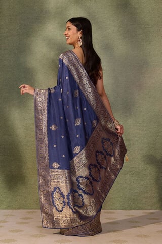 Blue Woven Pure Viscose Saree thumbnail image number null