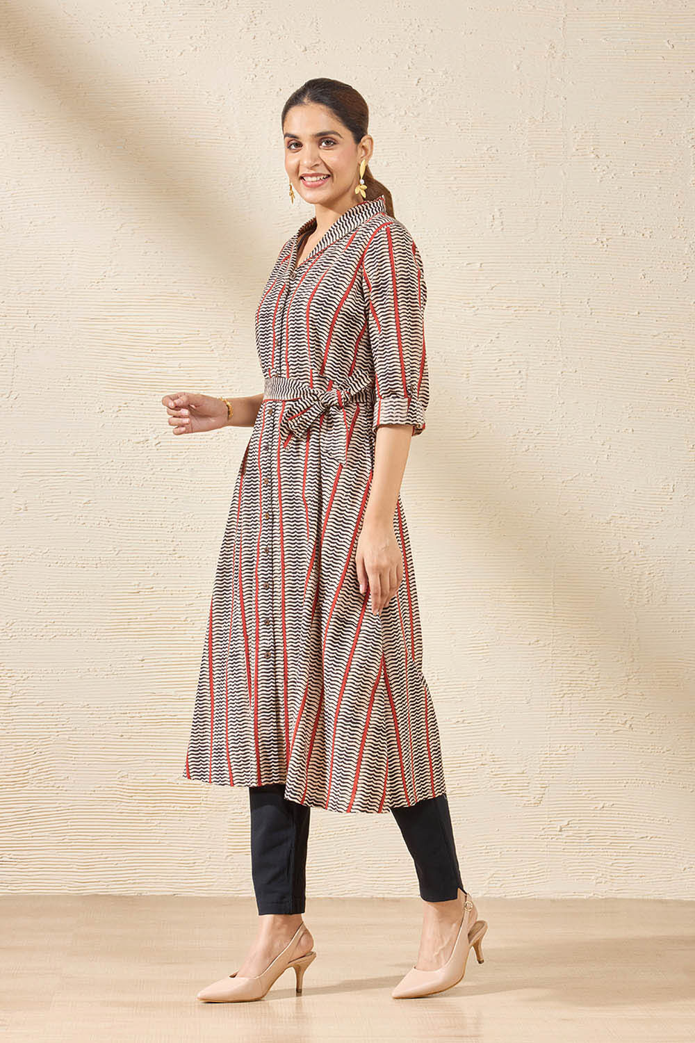 Beige Pure Cotton Printed Sanganeri Kurta image number null