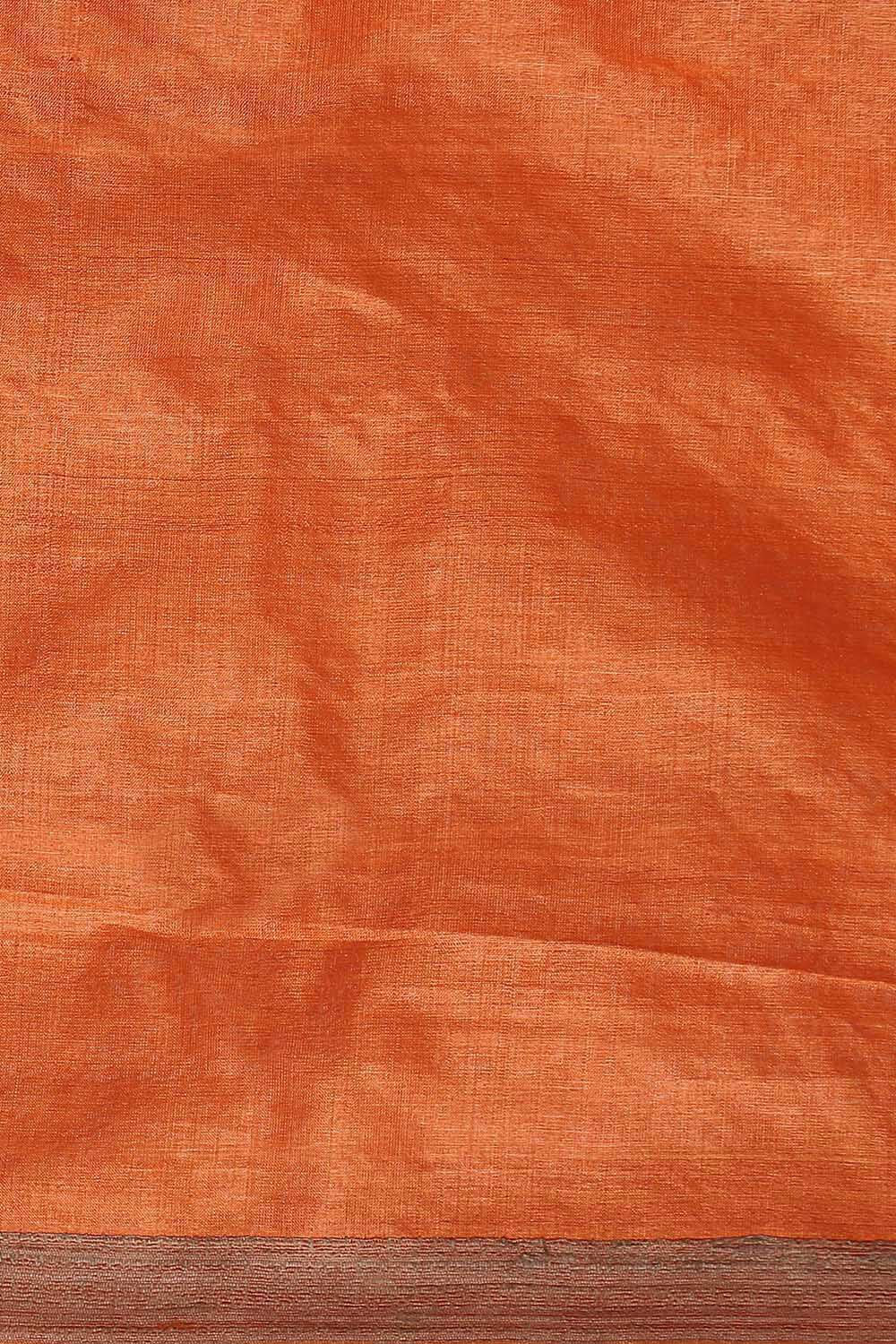 Orange Pure Tussar Silk Woven Saree image number null