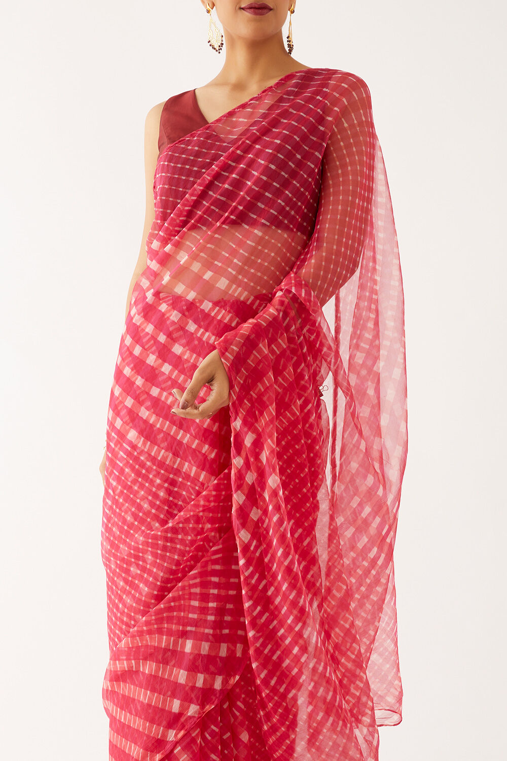 Pink Pure Georgette Leheriya Saree image number null