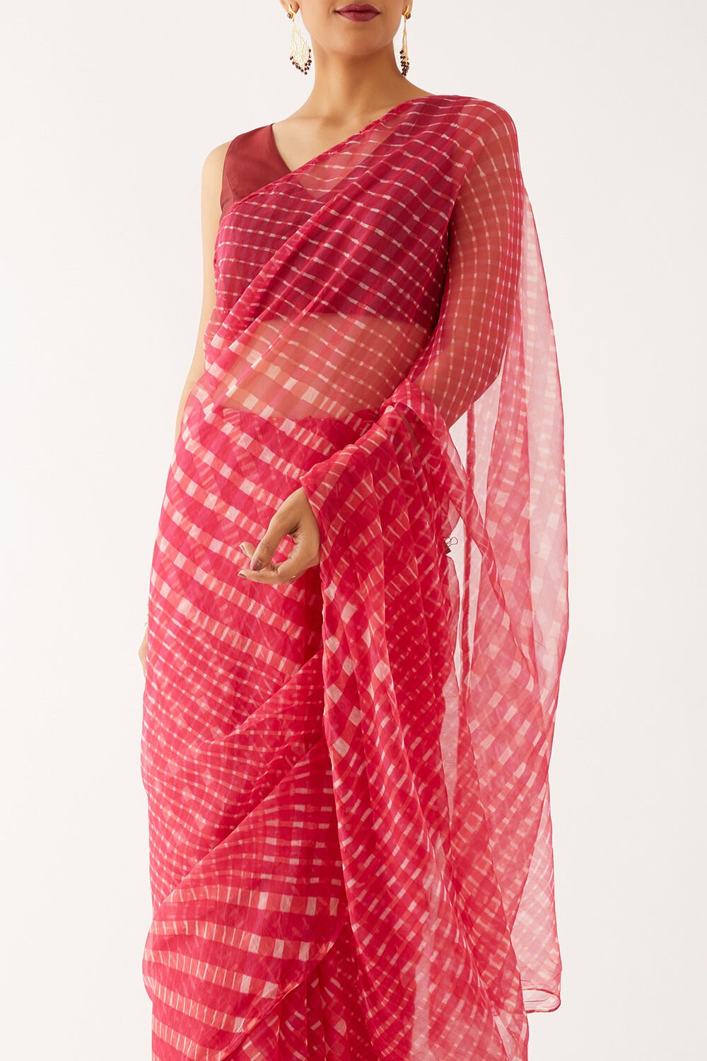 Pink Pure Georgette Leheriya Saree image number null