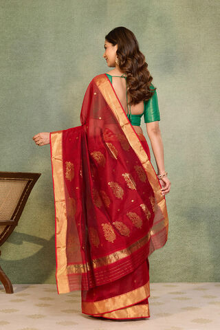 Red Woven Pure Silk Cotton Chanderi Saree thumbnail image number null