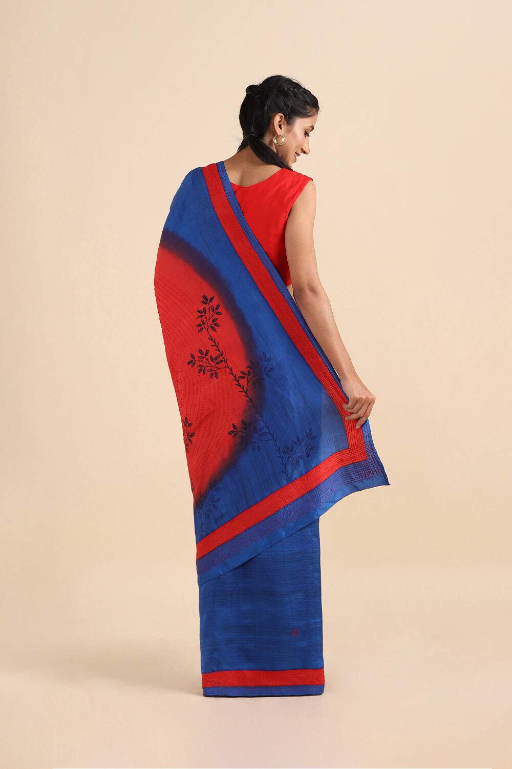 Blue Pure Silk Kantha Saree image number null